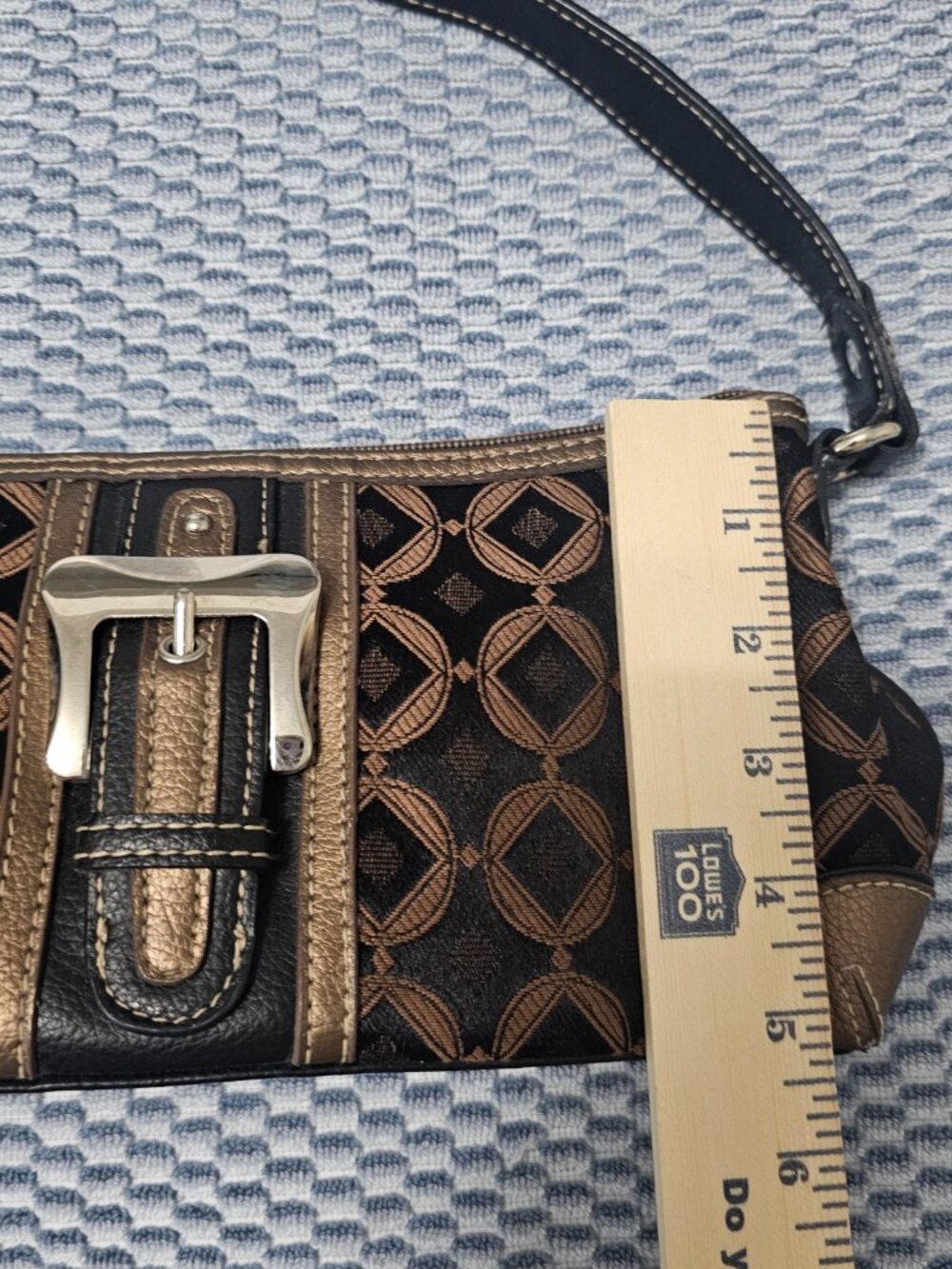 Worthington Y2K Black Gold Brown Small Shoulder Bag - 11x5x3.5 inches - Picture 7 of 7